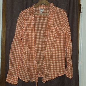 Old Navy Orange and White Gingham Shirt